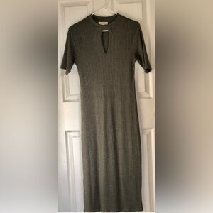 Monteau Green Ribbed Midi Dress M
